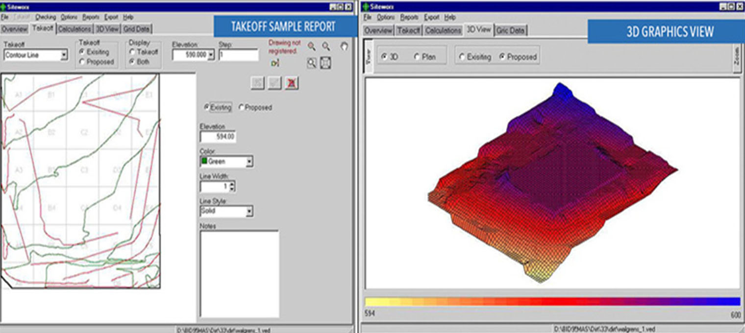 Cut and fill grid report with depths at each grid corner
